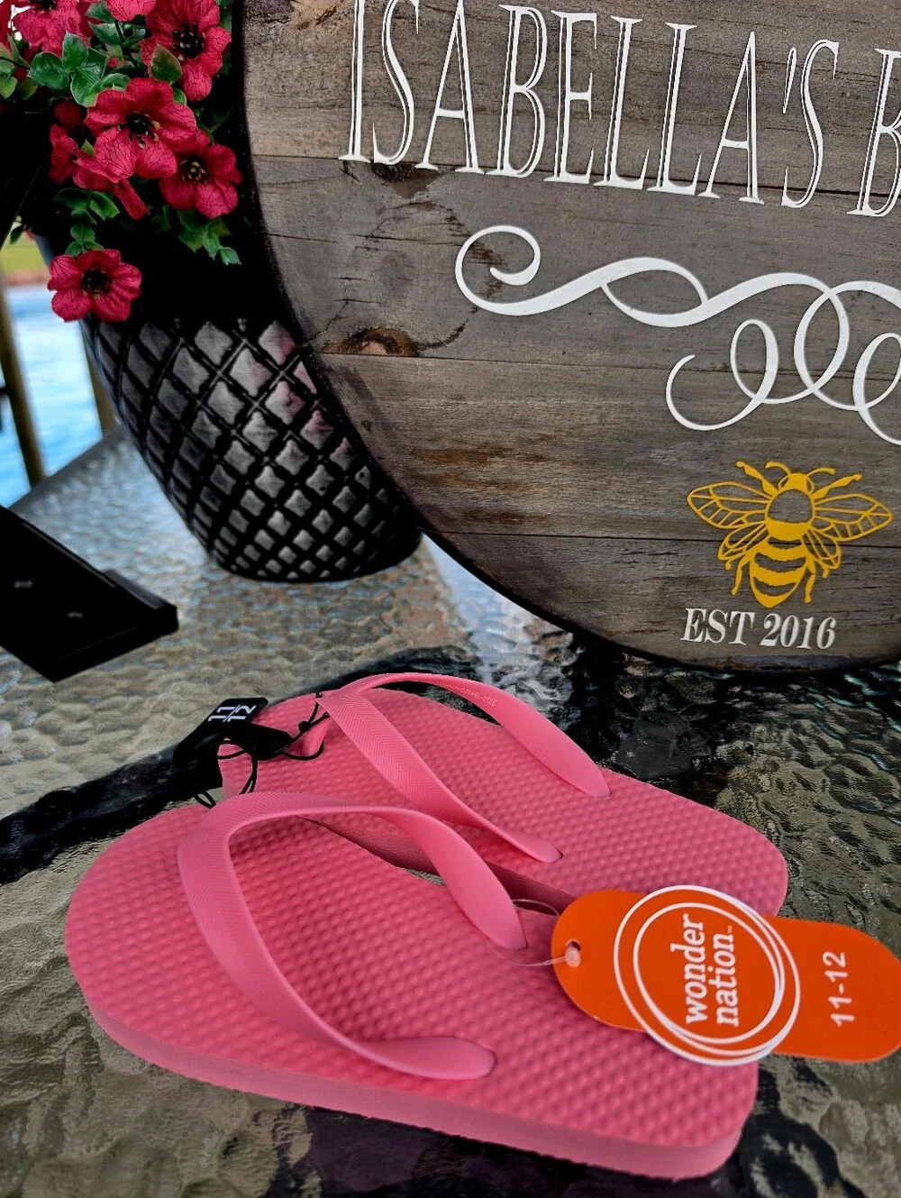 2 Wonder Nation Yellow & Pink Classic Flip Flops